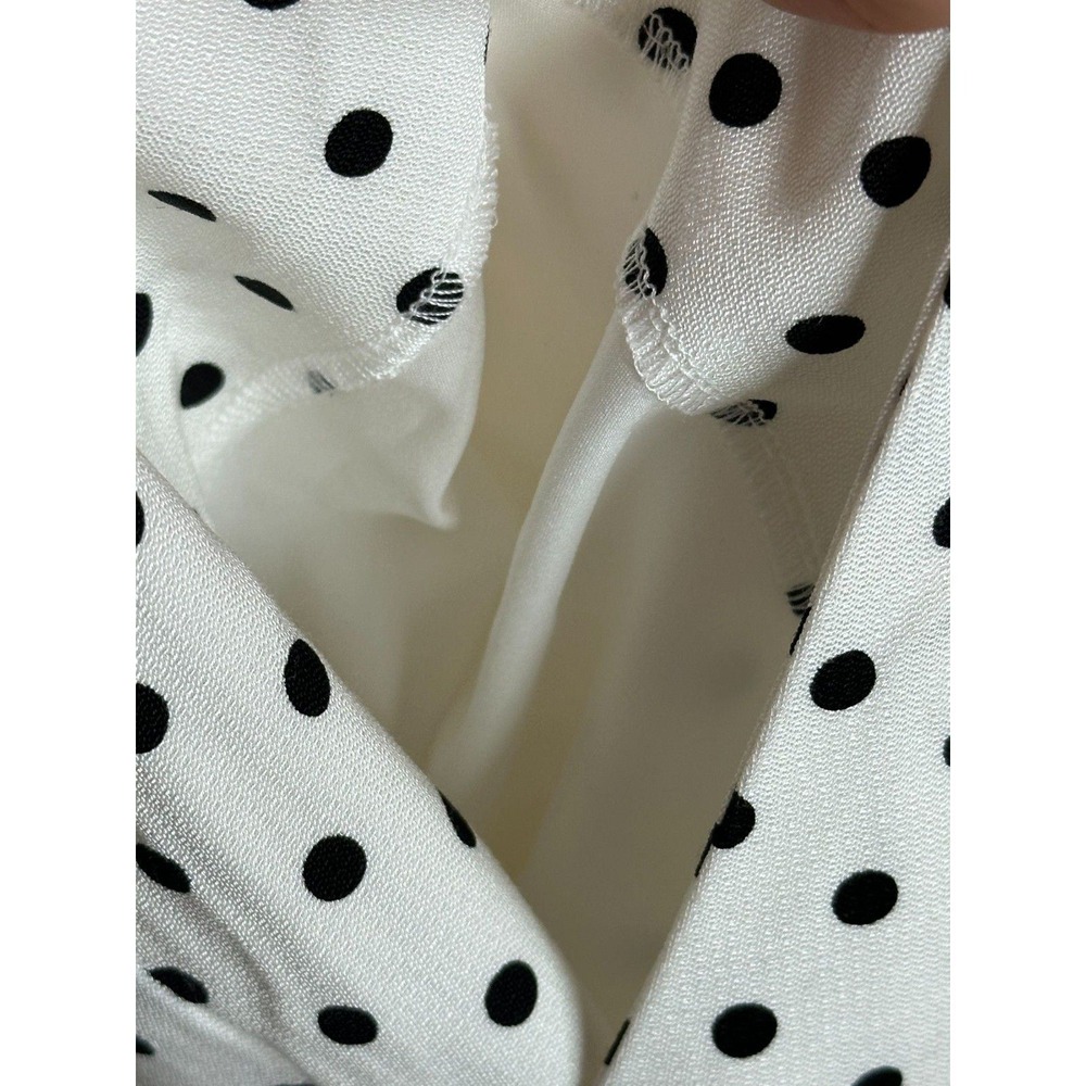 MARCS Polka Dot Dress Womens 10 White V-Neck Short Sleeve Midi Fit & Flare NEW - Picture 11 of 11